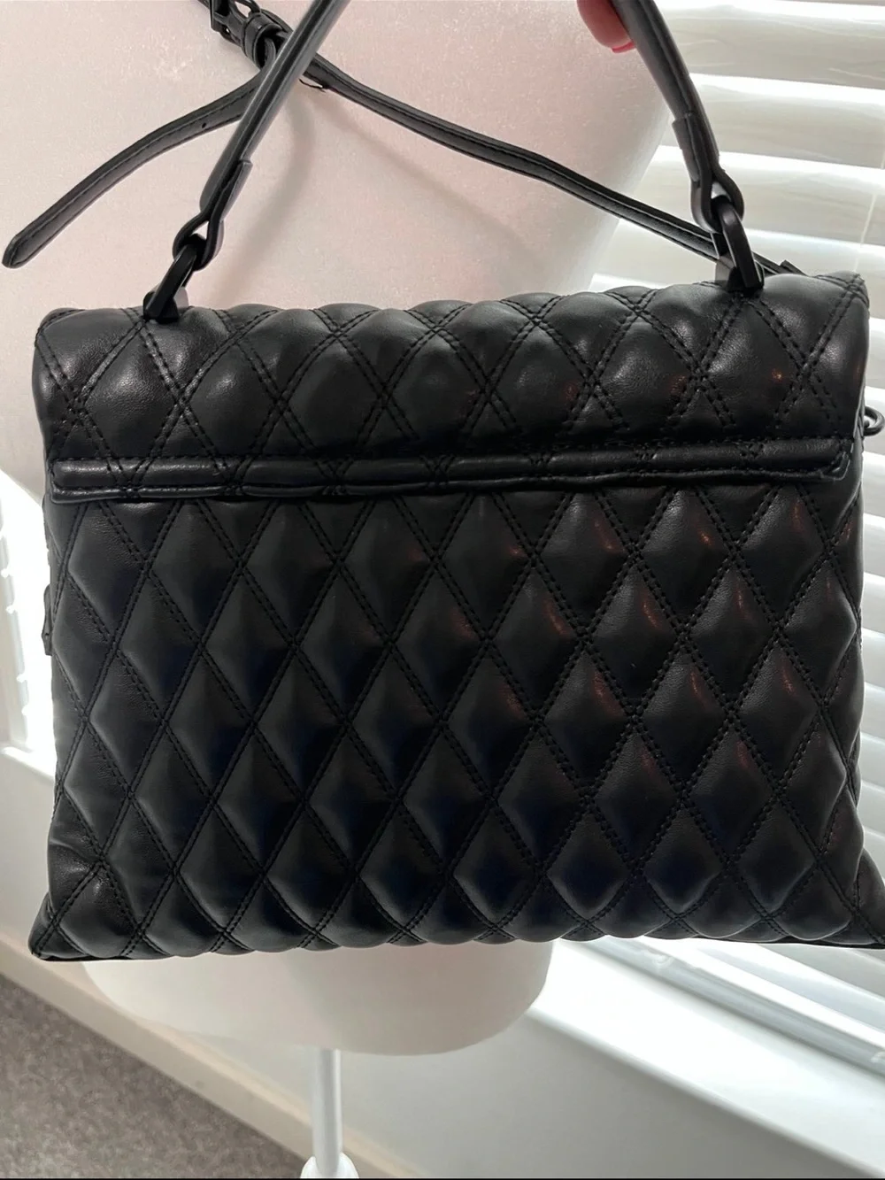 Aldo Black Quilted Satchel with Top Handle